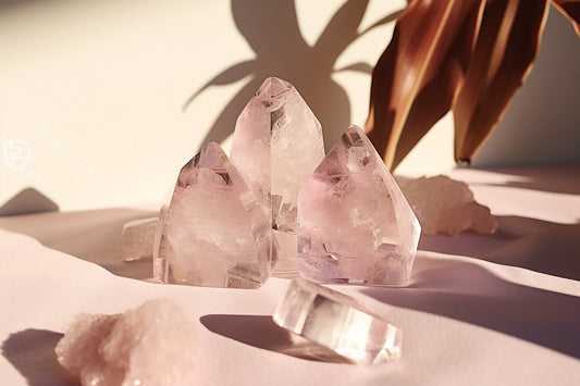 Rose quartz raw crystal peaks from Brazil