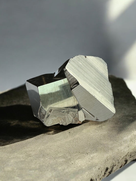 Pyrite cube cluster from Huanzala, Peru