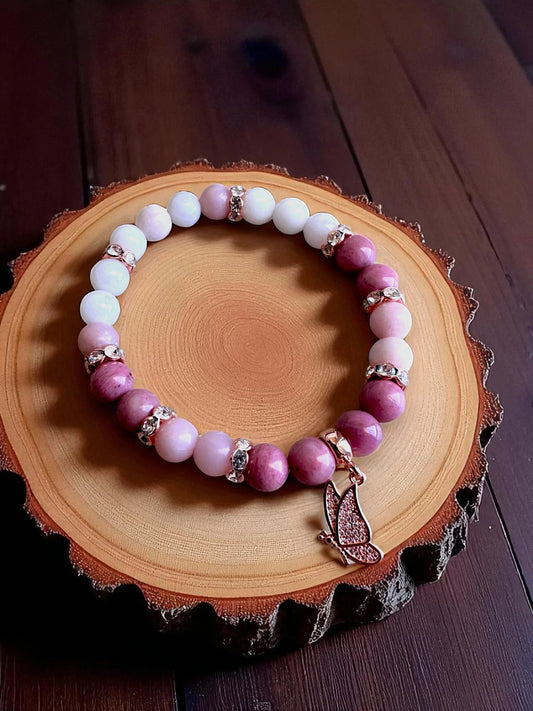 Rhodonite and pink opal gemstone bracelet for love and emotional healing