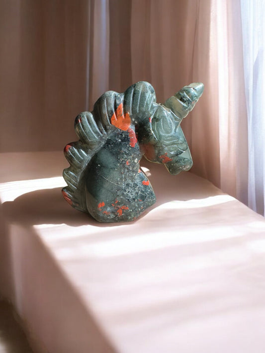 african bloodstone unicorn crystal figurine