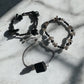 3 bracelets of Black Onyx, Black Tourmaline, Lava Stone, and Smoky Quartz Crystal 