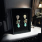 Amazonite and Chrysocolla 18K Gold Plated Crystal Earrings in a box