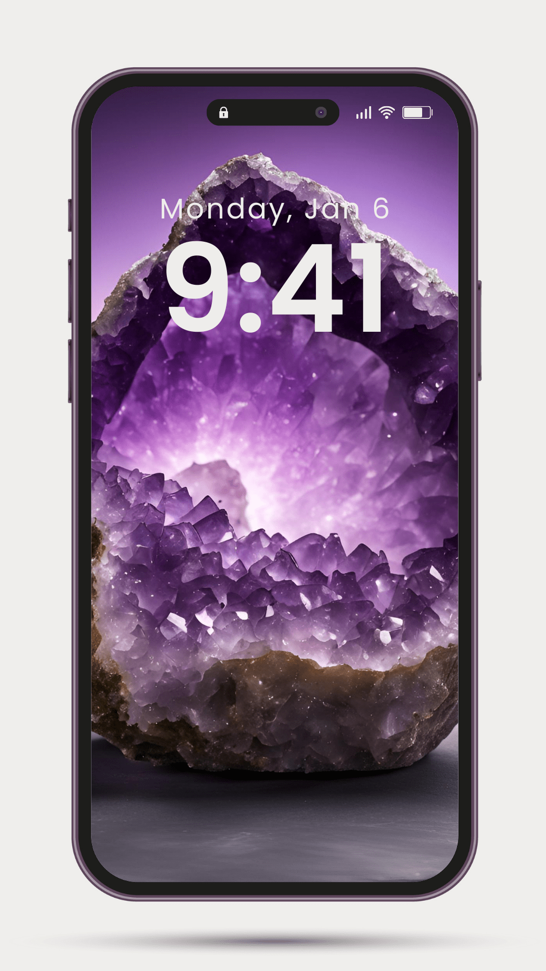 Amethyst raw crystal phone wallpaper