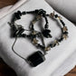 Black Onyx, Black Tourmaline, Lava Stone, and Smoky Quartz Crystal Bracelet Set