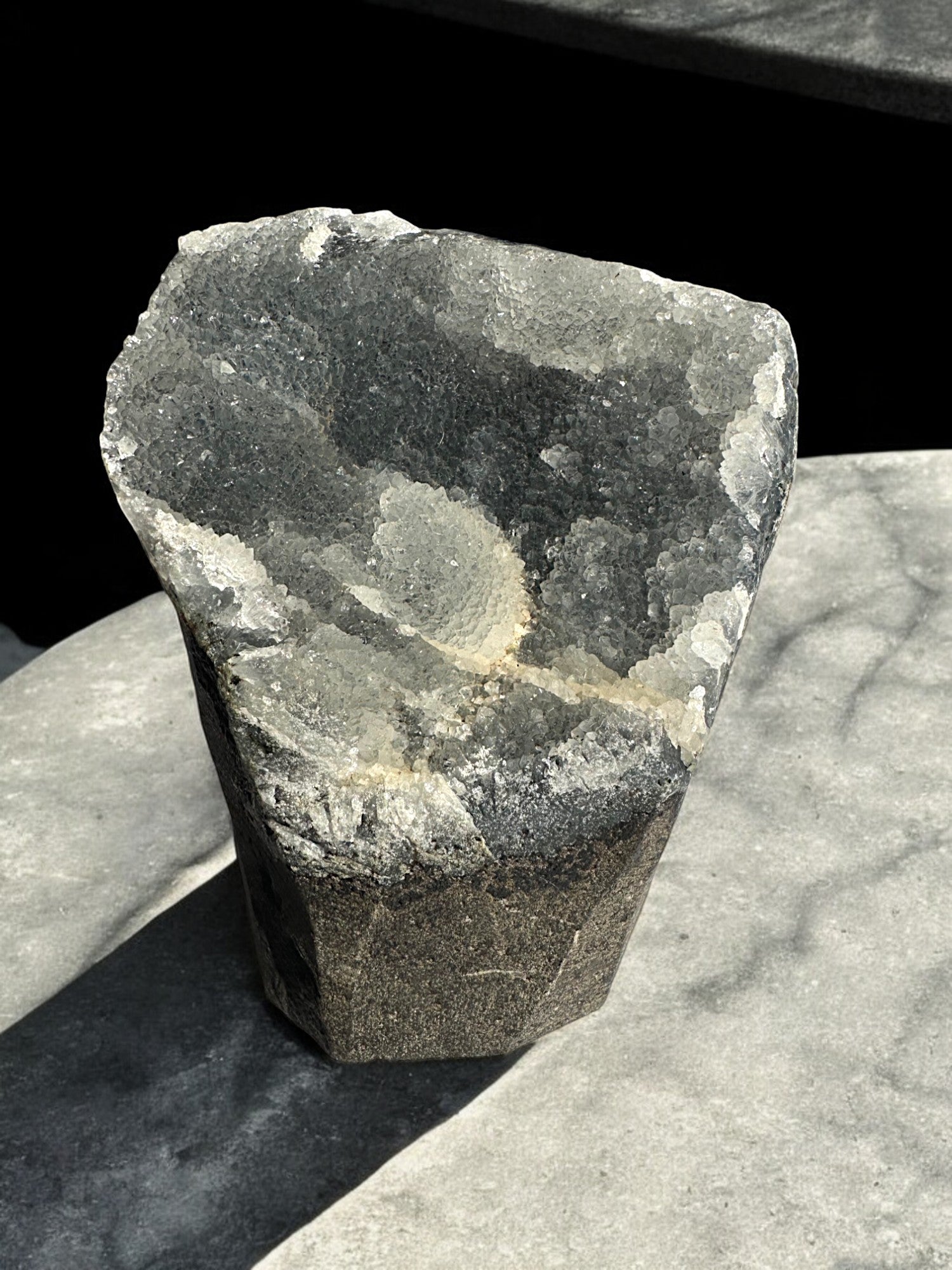 Black chalcedony raw crystal for root chakra support