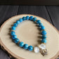 Blue Apatite and Selenite bracelet with crab charm for clarity and cleansing