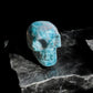 Blue apatite crystal figurine in skull shape