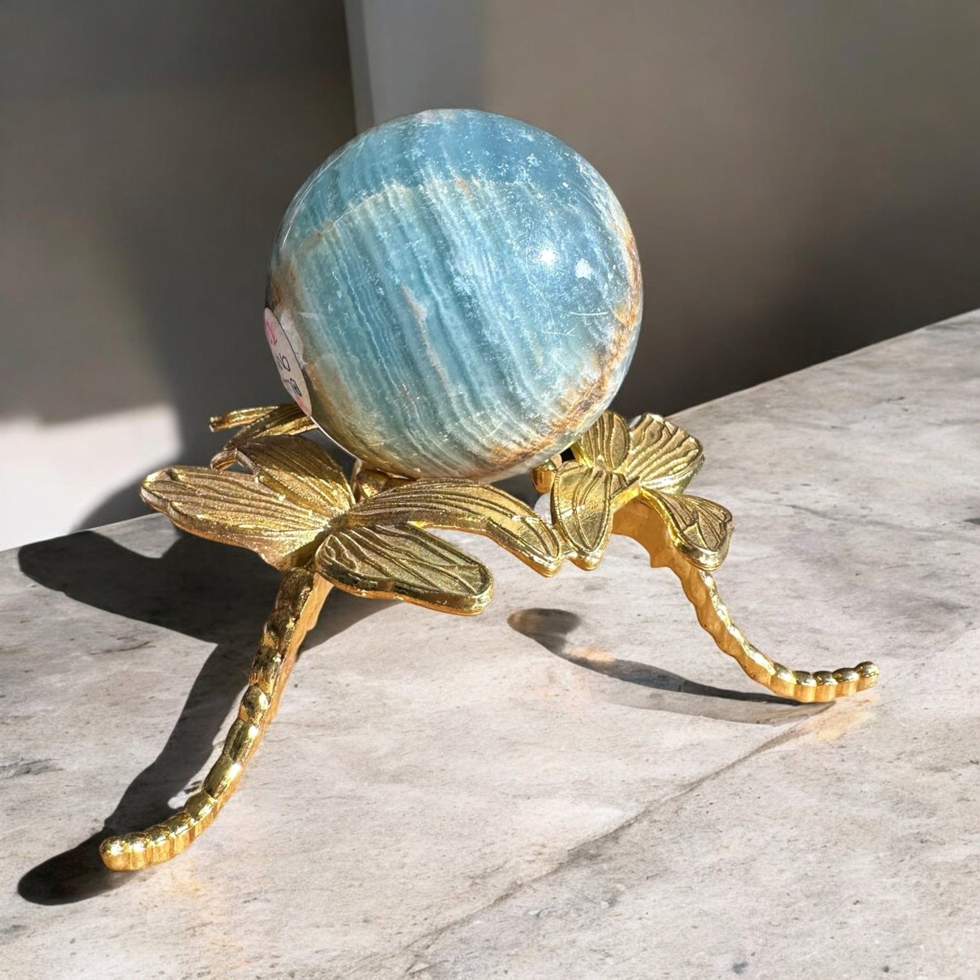 Blue onyx crystal sphere second variant front view