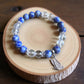 Blue spot jasper and clear quartz gemstone bracelet for calm and clarity.