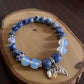 Blue spot jasper and opalite bracelet with Swarovski heart charm