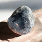 Celestite raw gemstone on a slab