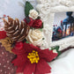 Christmas-themed shabby chic photo album box with book-style drawers, ribbons and lace—artisan handmade keepsake for festive family memories.