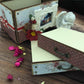 Christmas shabby chic photo album box with 36 photo capacity, handmade decorations and compact design—artisan festive keepsake for holiday gifting.