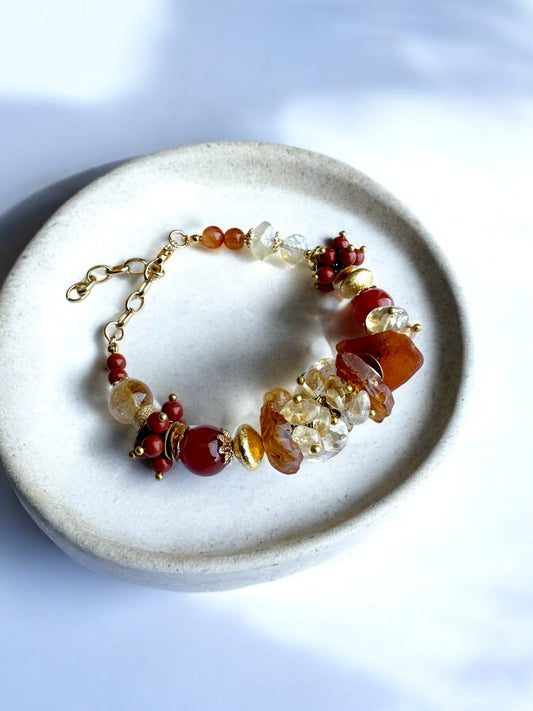 Citrine and Amber 18K Gold Plated Crystal Bracelet