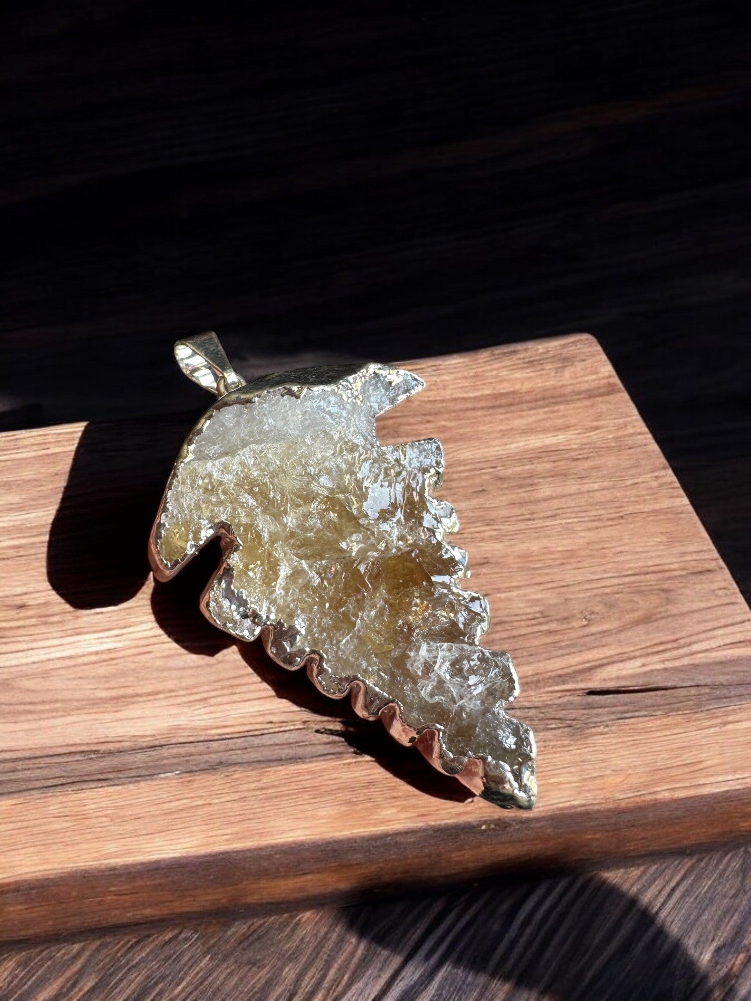Citrine crystal pendant option 3 on a slab