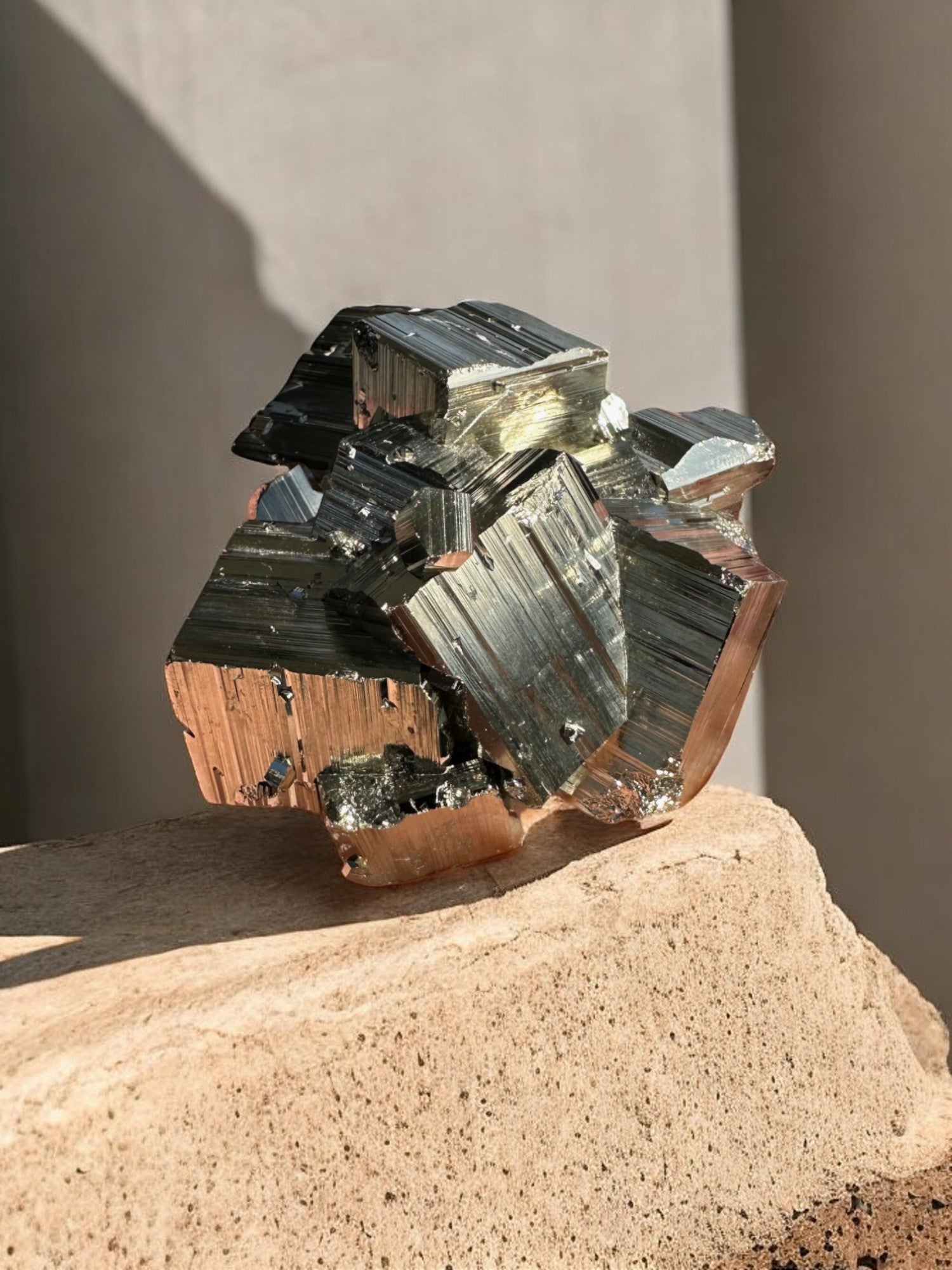 Closer view of pyrite cube formations