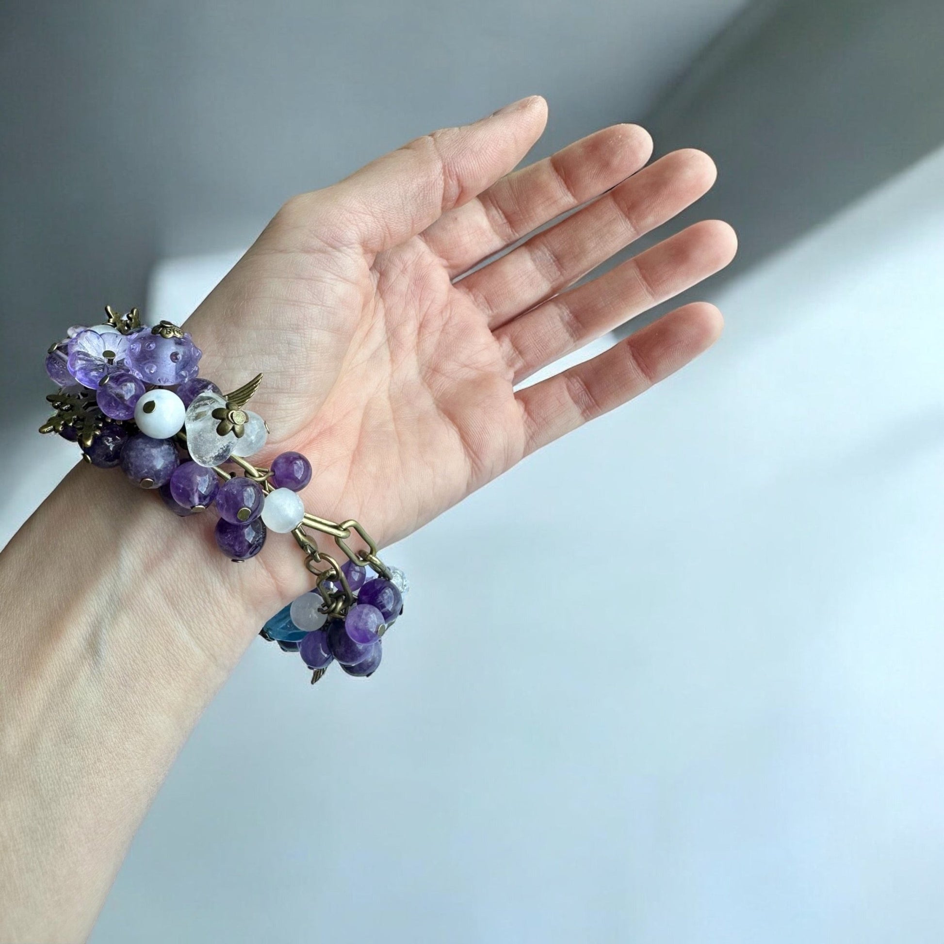 Closure of Lepidolite, Amethyst, Morganite, and Selenite Custom Watch
