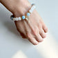 Crystal jewellery Australia featuring an aquamarine and clear quartz bracelet