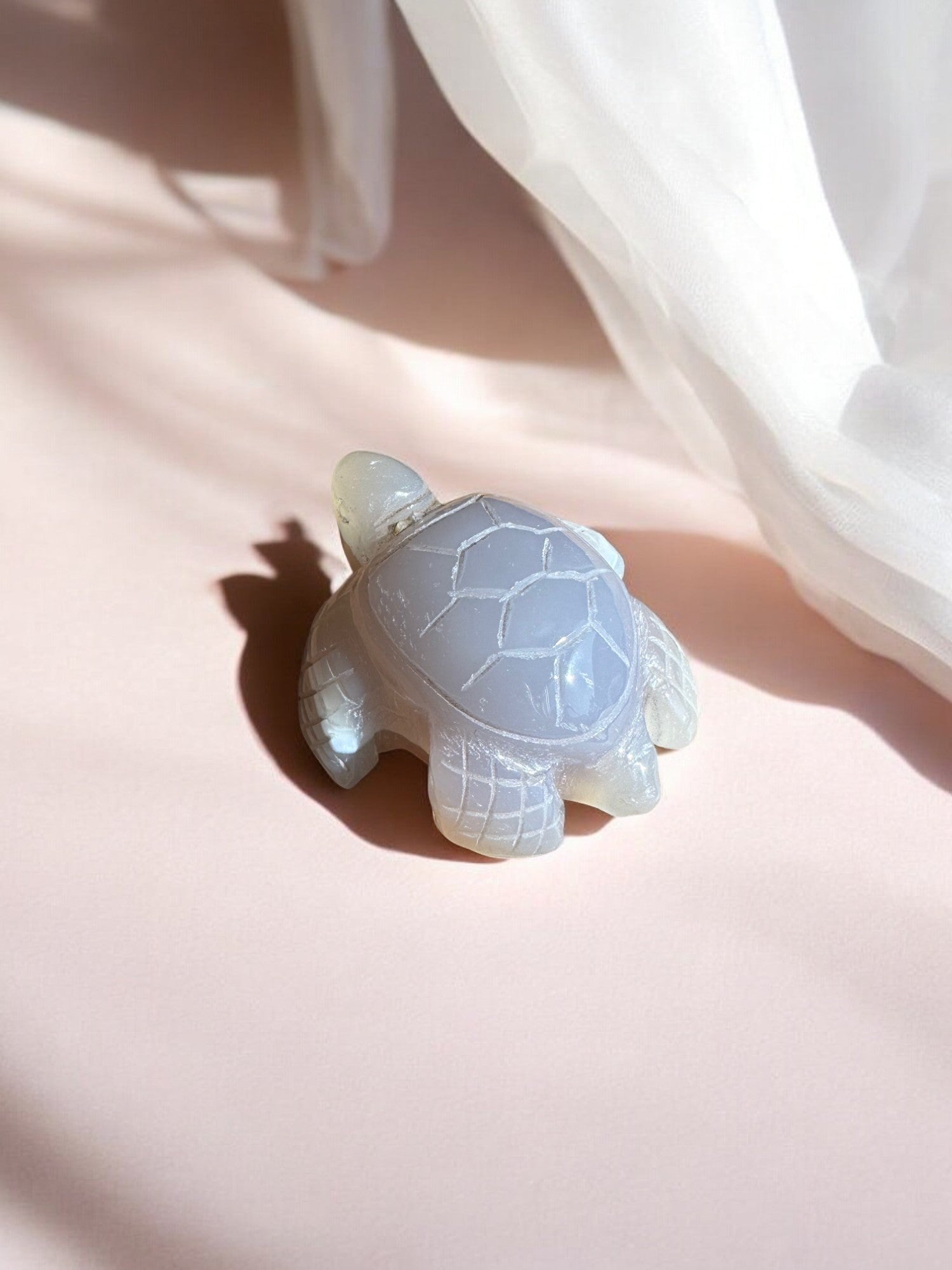 Druzy agate turtle figurine smaller size back view