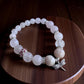 Flower agate and rose quartz bracelet with dragonfly charm