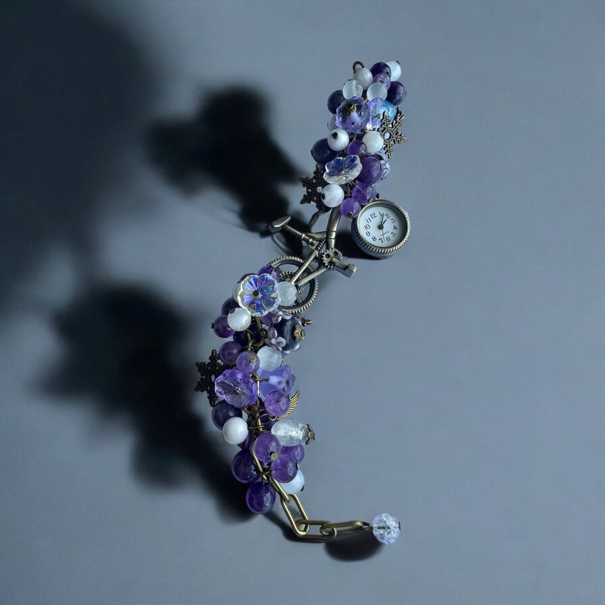 Full view of Lepidolite, Amethyst, Morganite, and Selenite Custom Watch