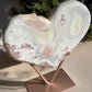 Giant pink amethyst crystal heart back view
