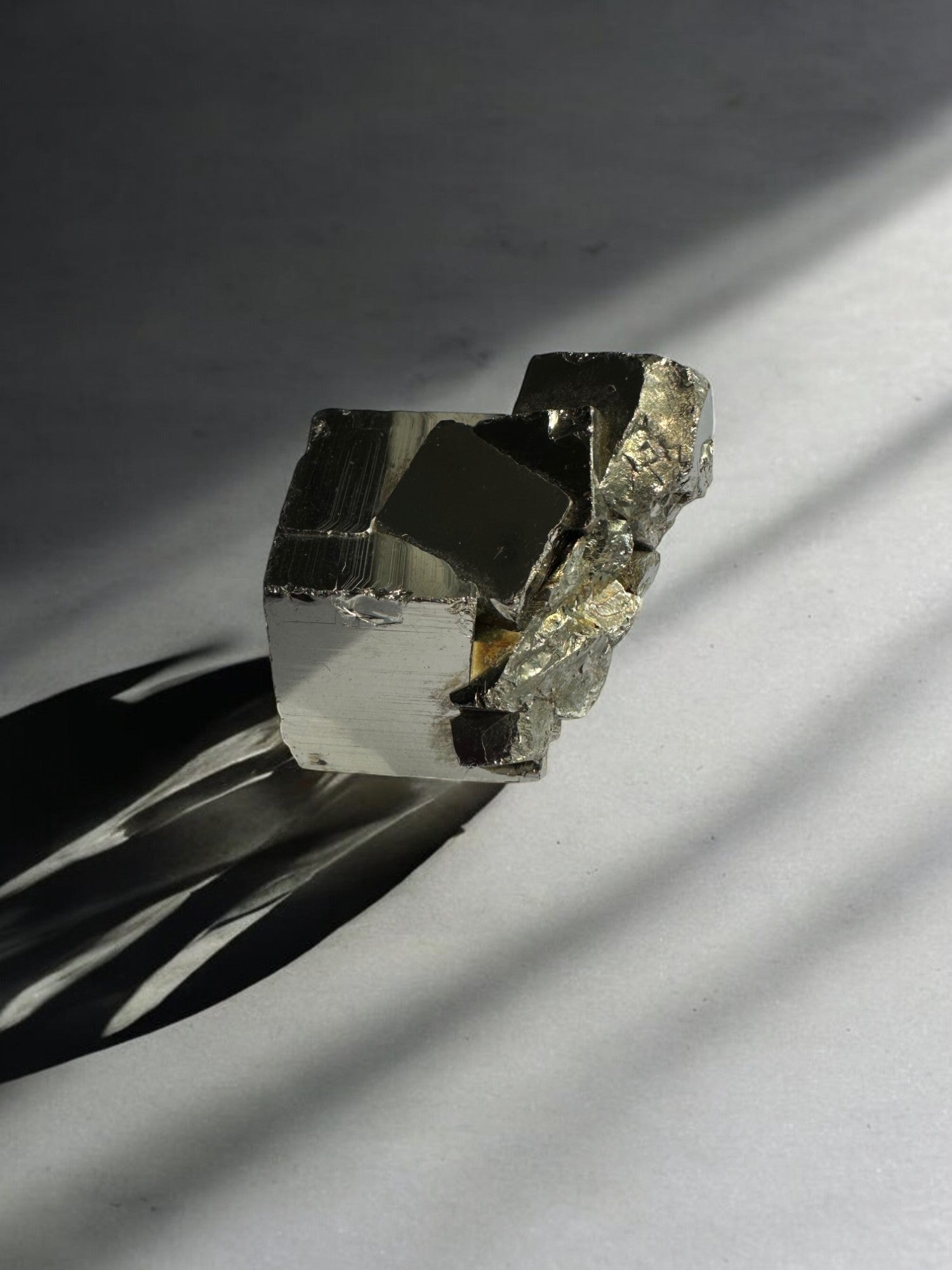 Golden Pyrite cubes with unique shapes
