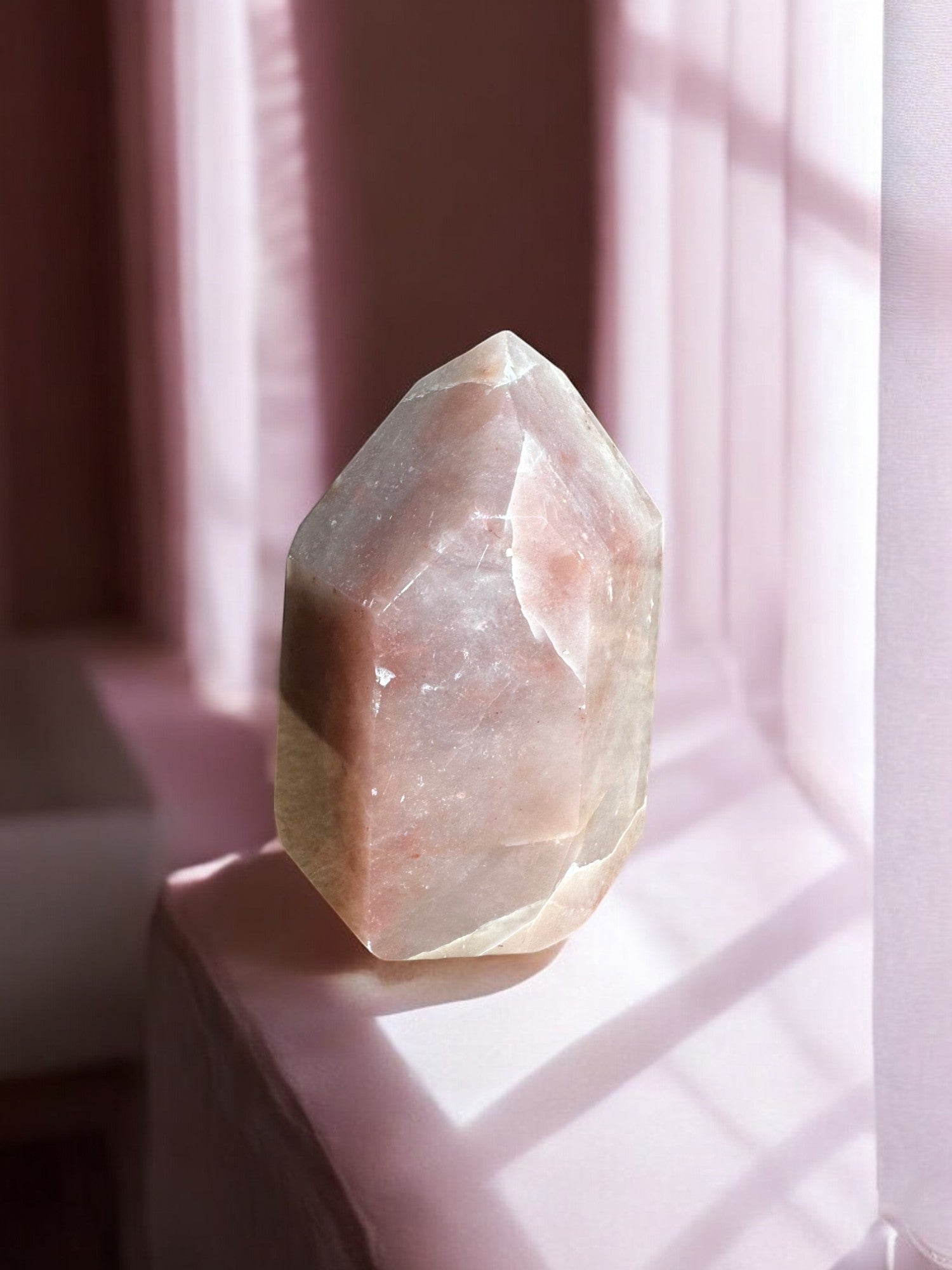 Guava Quartz Crystal Tower B back view