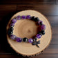 Handmade amethyst and silver sheen obsidian bracelet with dragonfly charm