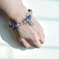 Handmade crystal bracelet with blue spot jasper and clear quartz beads