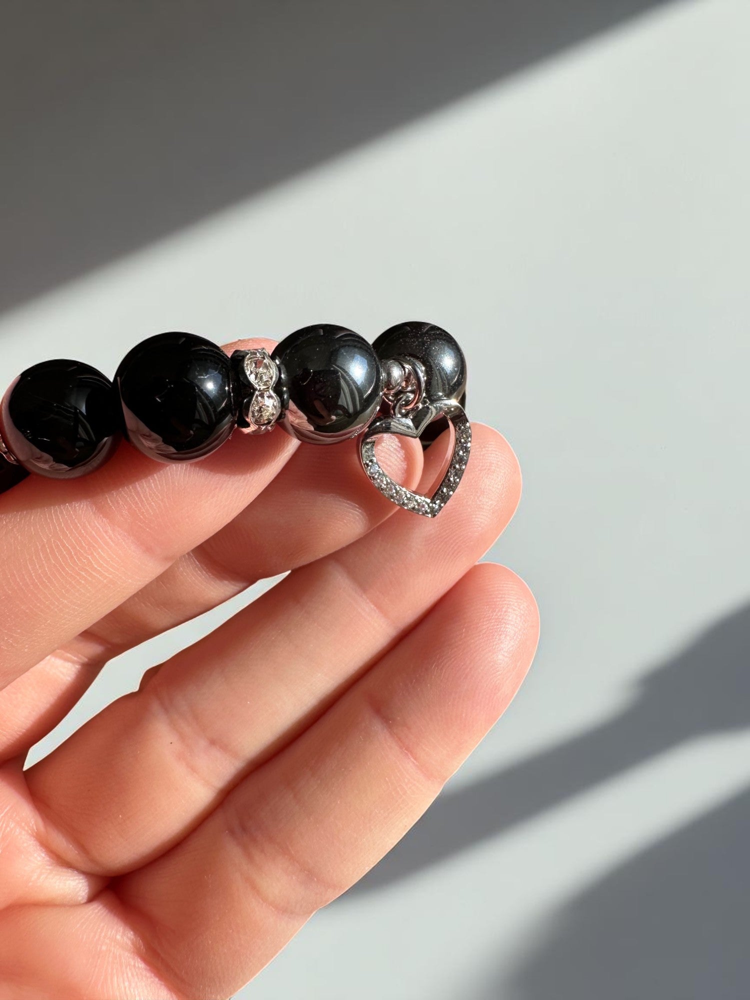 Hematite and obsidian bracelet for strength and energy shielding
