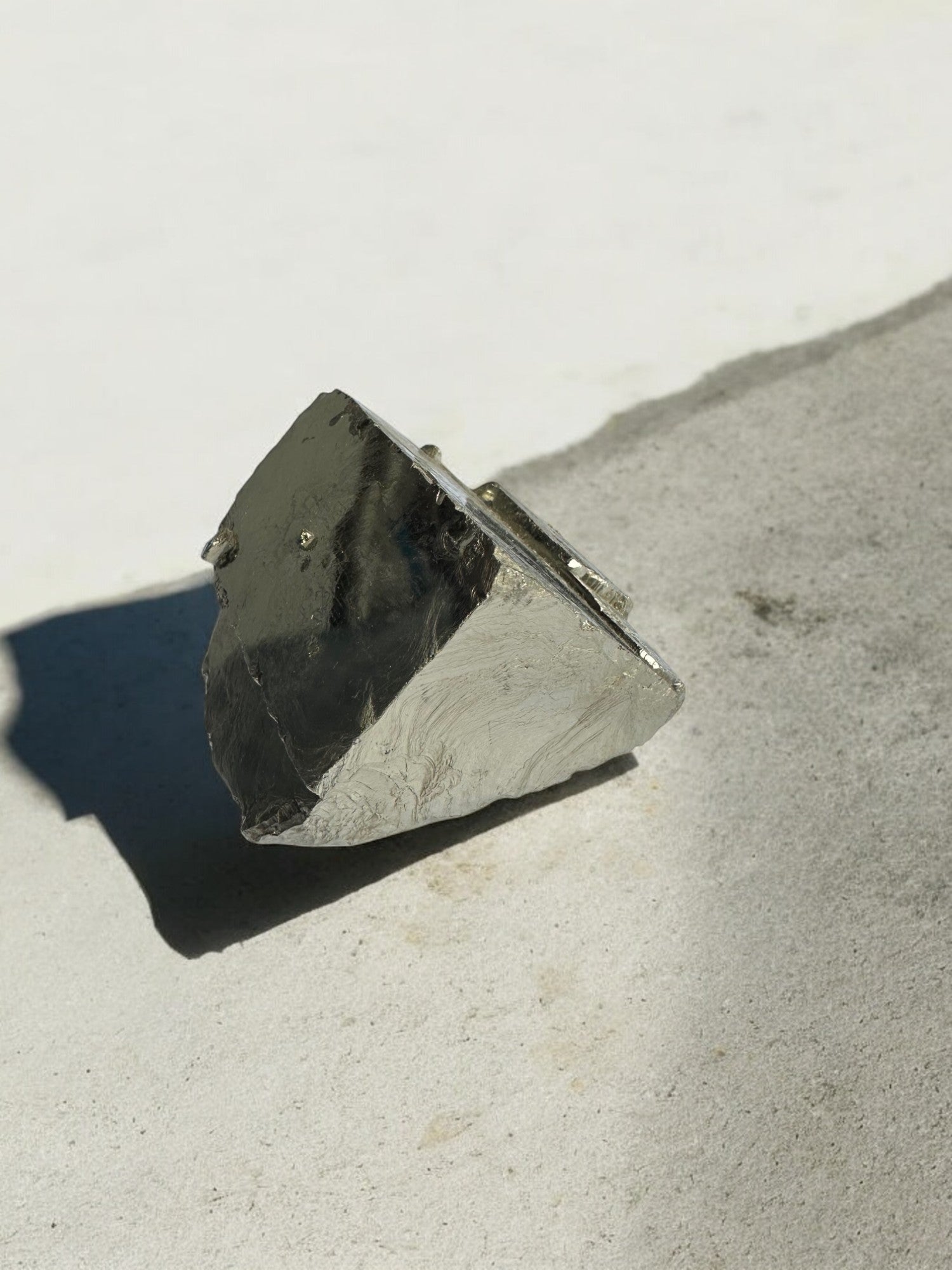 Huanzala raw Pyrite cubes on display.