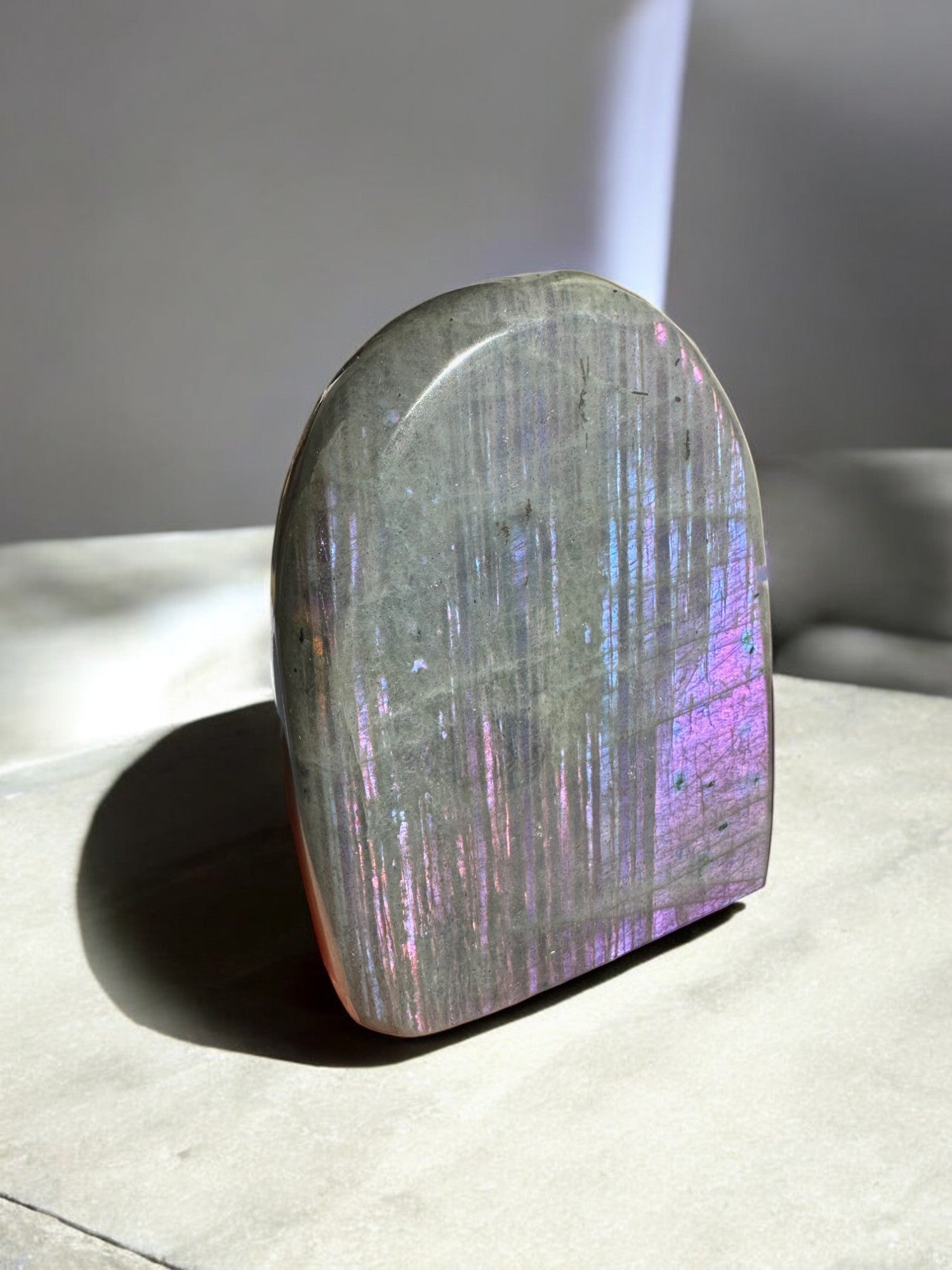 Iridescent labradorite free form crystal with fiery sunset flash