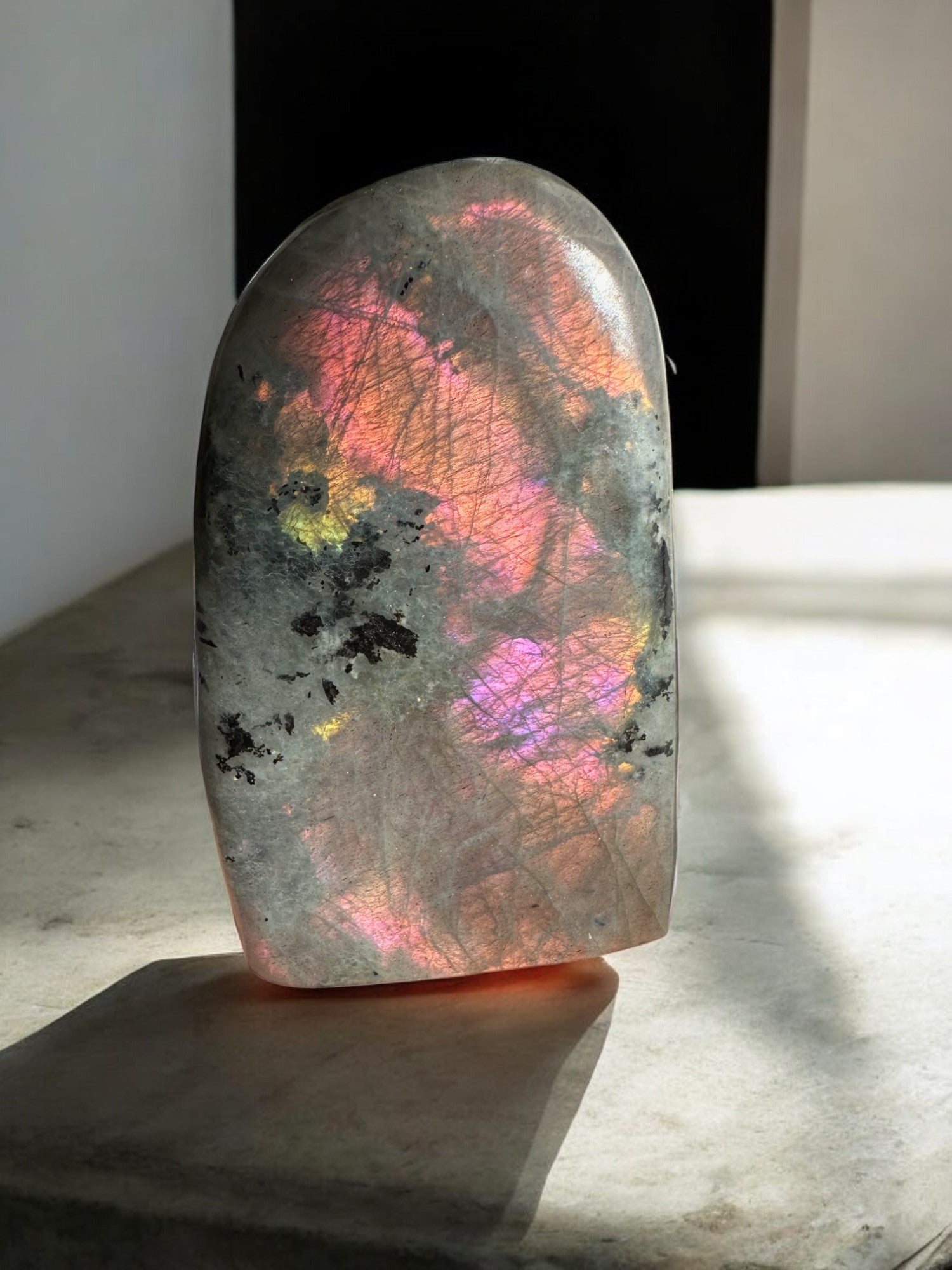 Labradorite flashy crystals with orange and gold tones