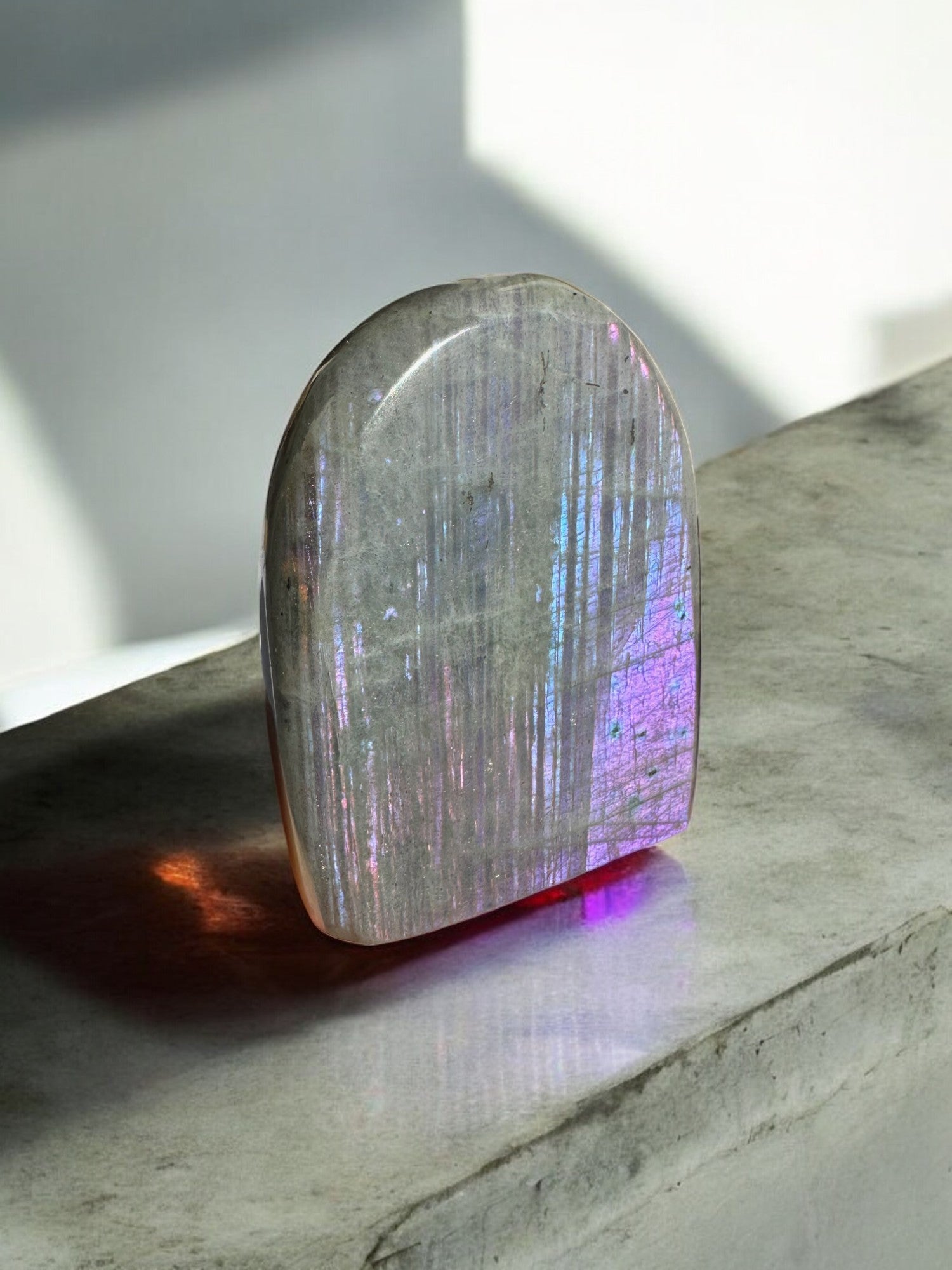 Labradorite raw crystals with stunning purple flash colors