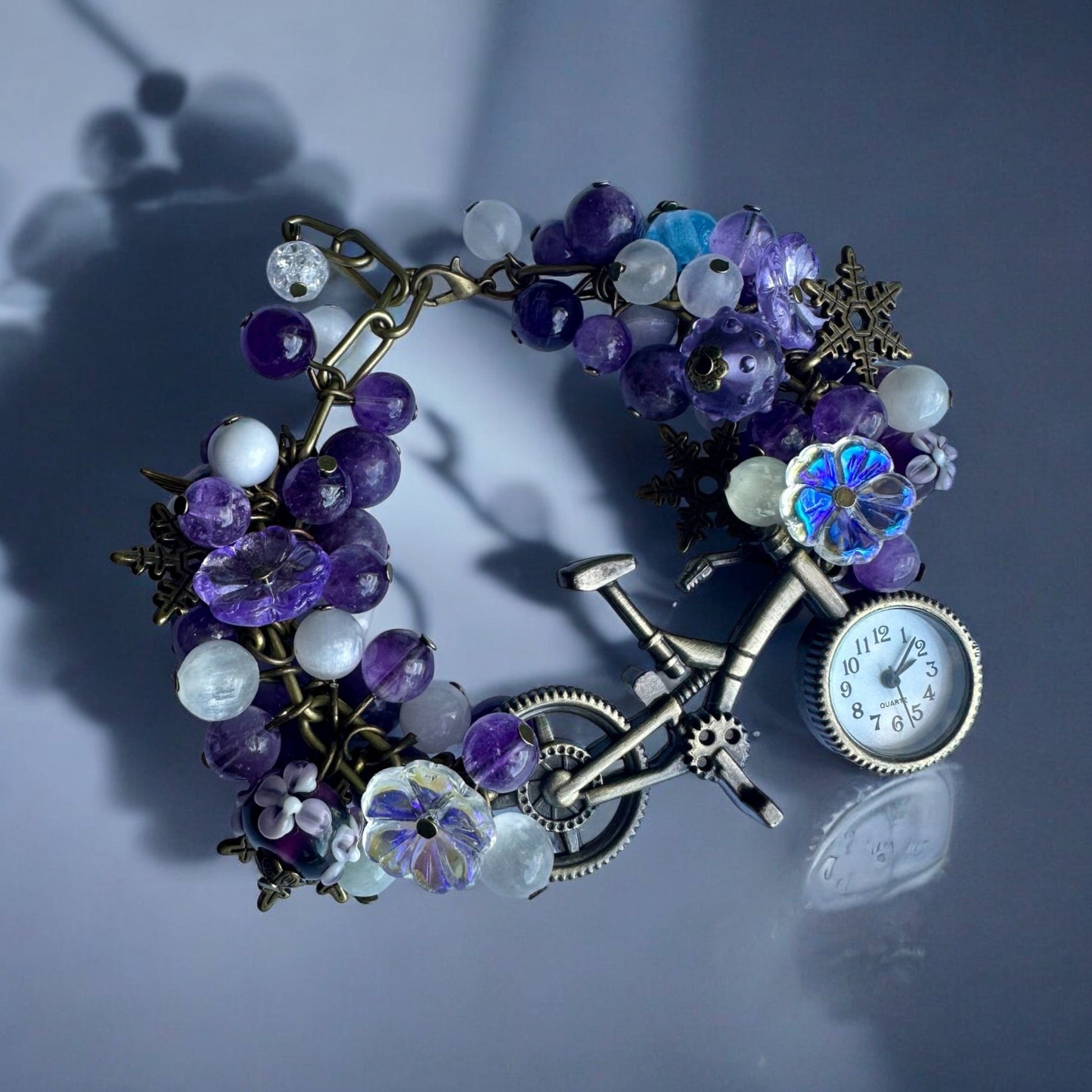 Lepidolite, Amethyst, Morganite, and Selenite Custom Watch