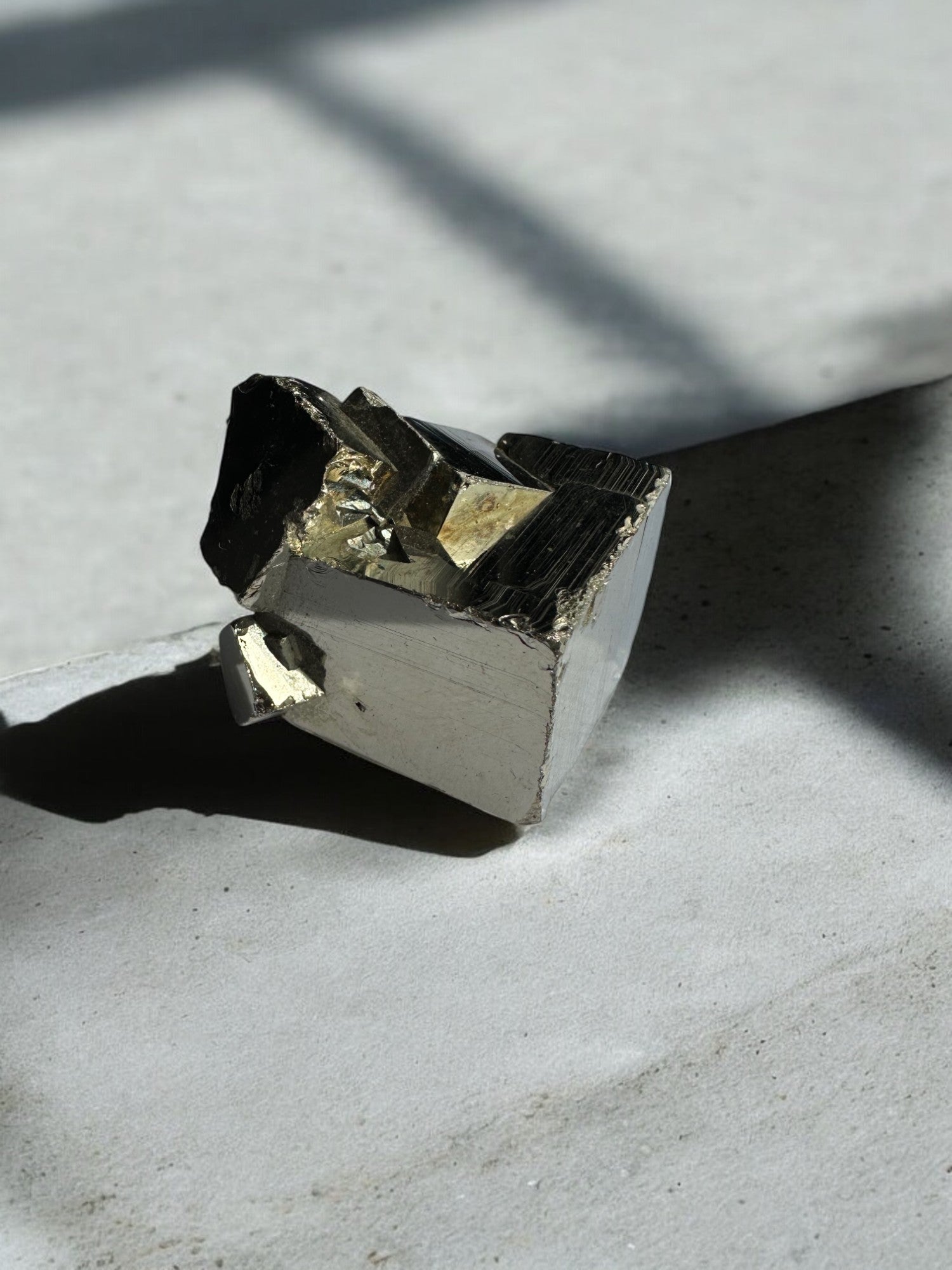 Metallic Pyrite cluster featuring natural cube patterns