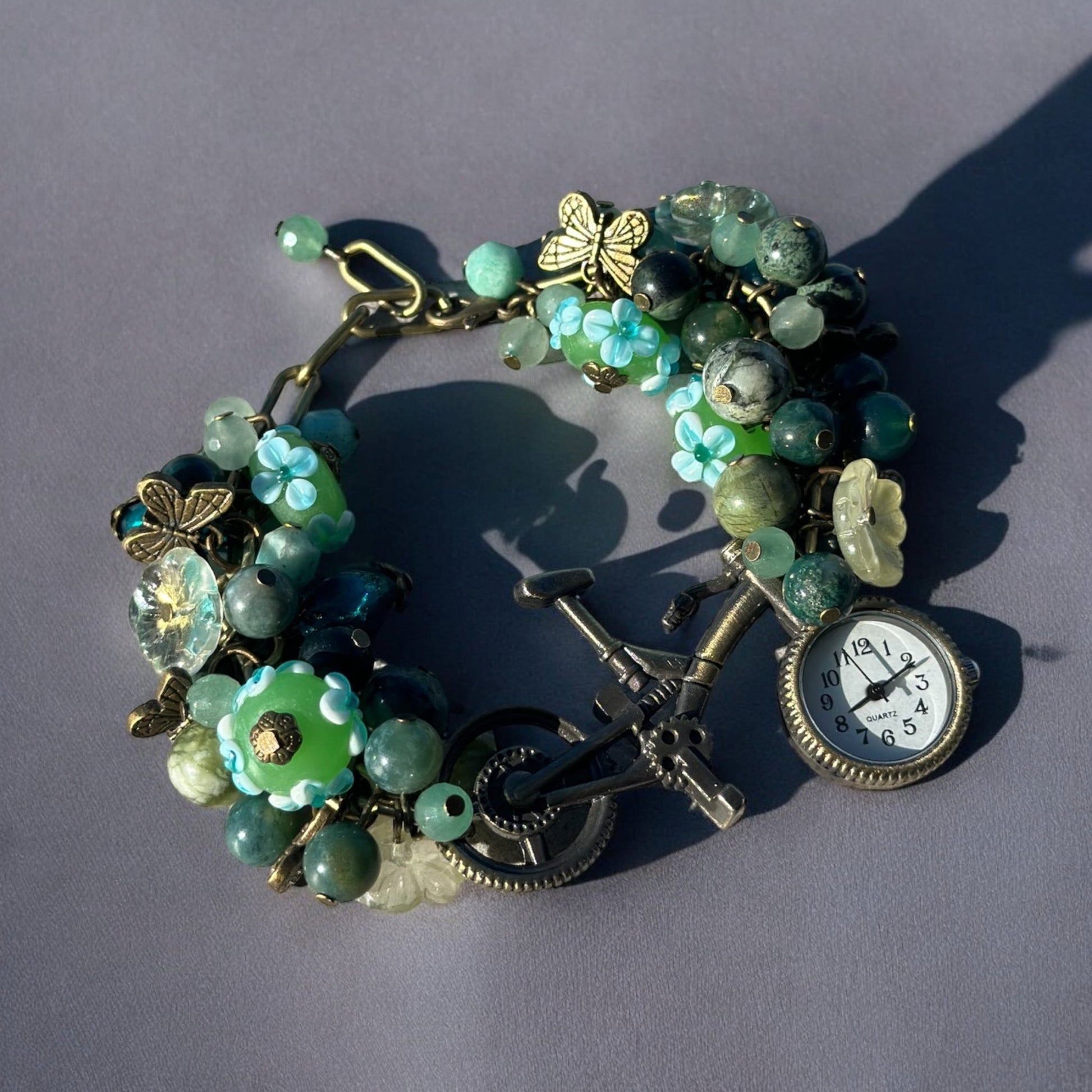 Moss Agate, Serpentine, and Green Aventurine Custom Watch