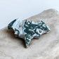 Moss agate bat crystal figurine with druzy