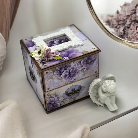 Purple shabby peony jewellery organiser