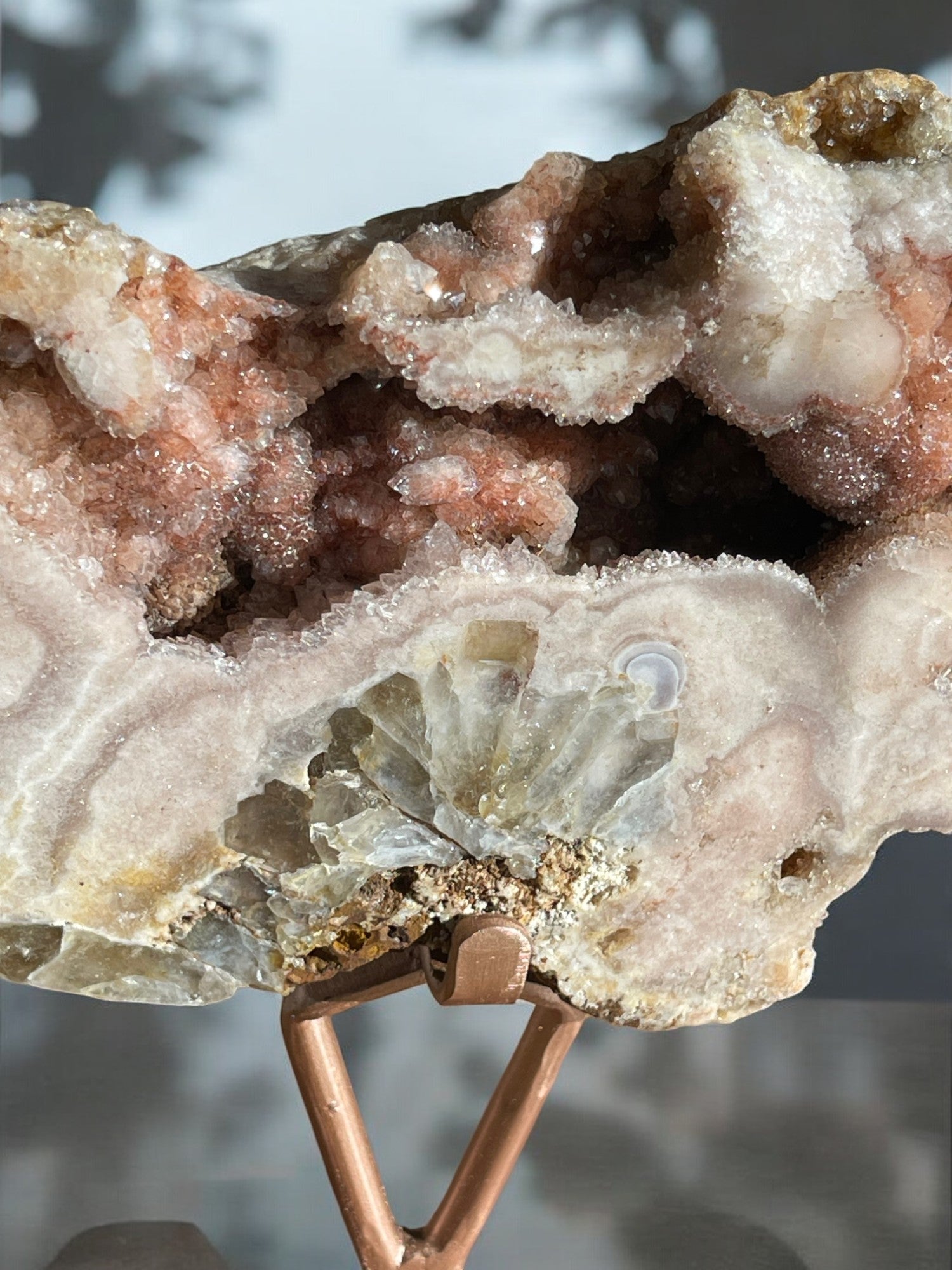 Pink amethyst crystal slab no 13 close view
