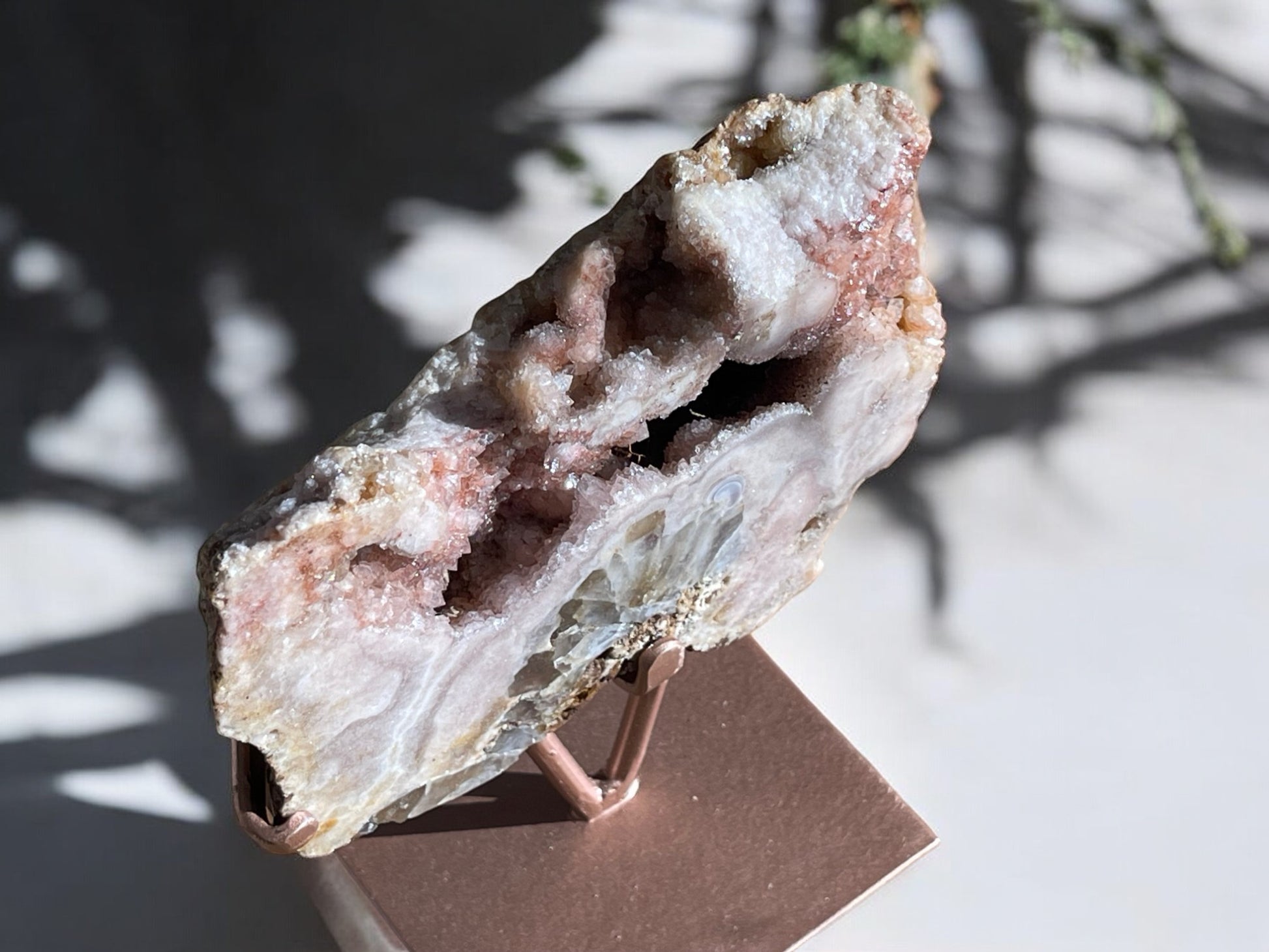 Pink amethyst crystal slab no 13 top view