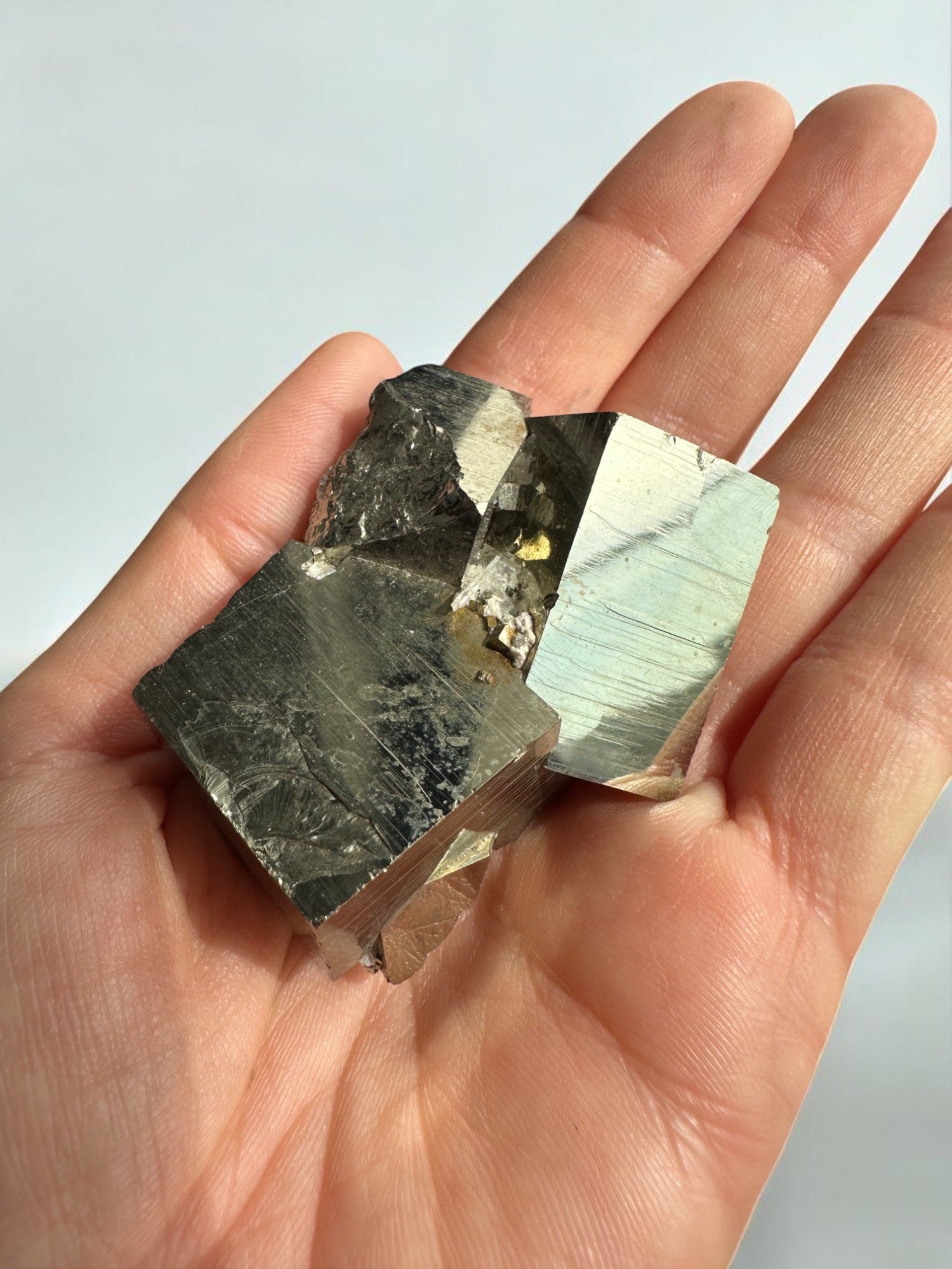 Pyrite cubic specimen with reflective luster