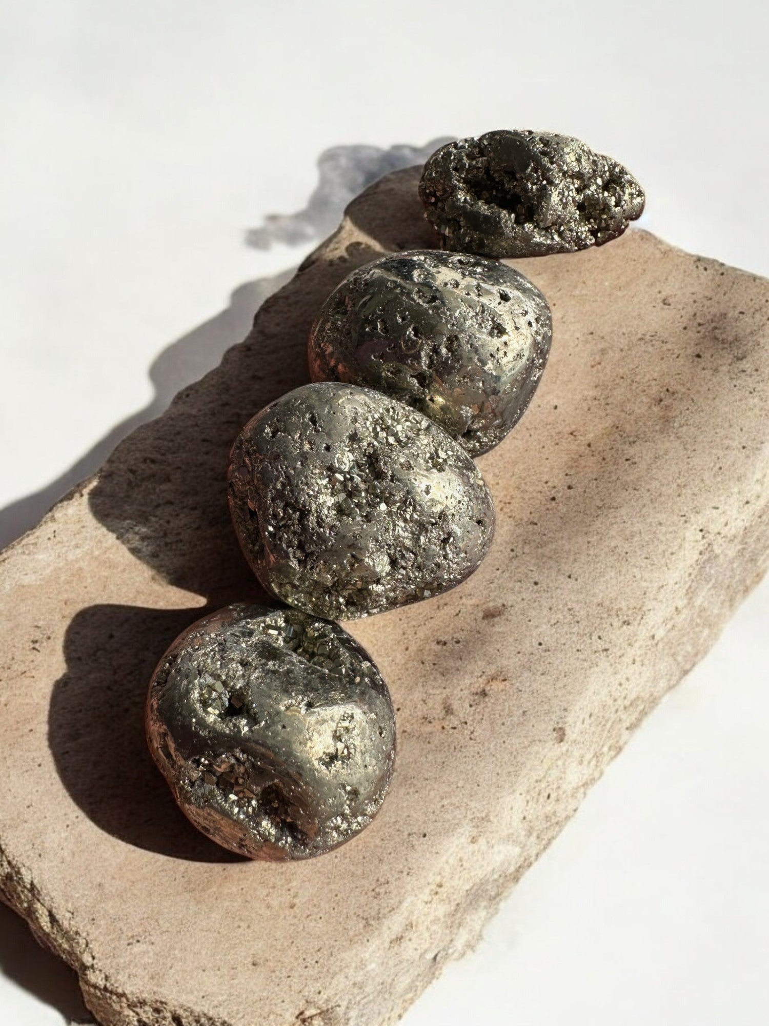Pyrite druzy tumbled crystals