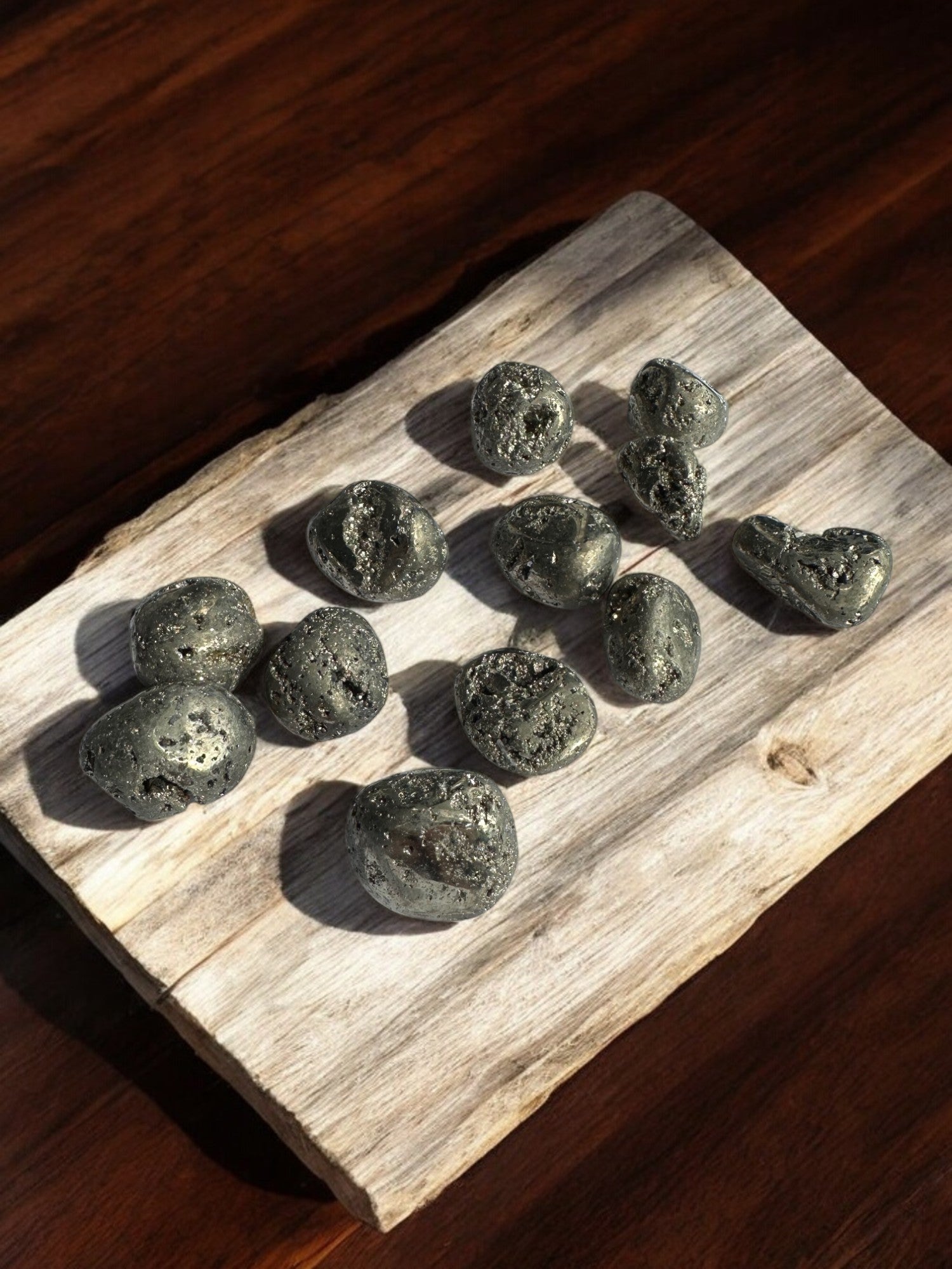 Pyrite tumbled crystals