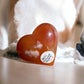Red flower agate heart crystal shape