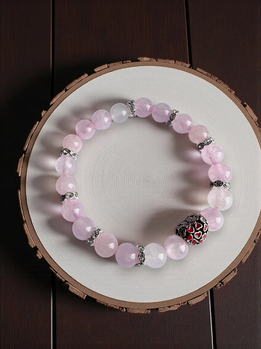 Rose Quartz Big Heart Crystal Bracelet for love and emotional healing
