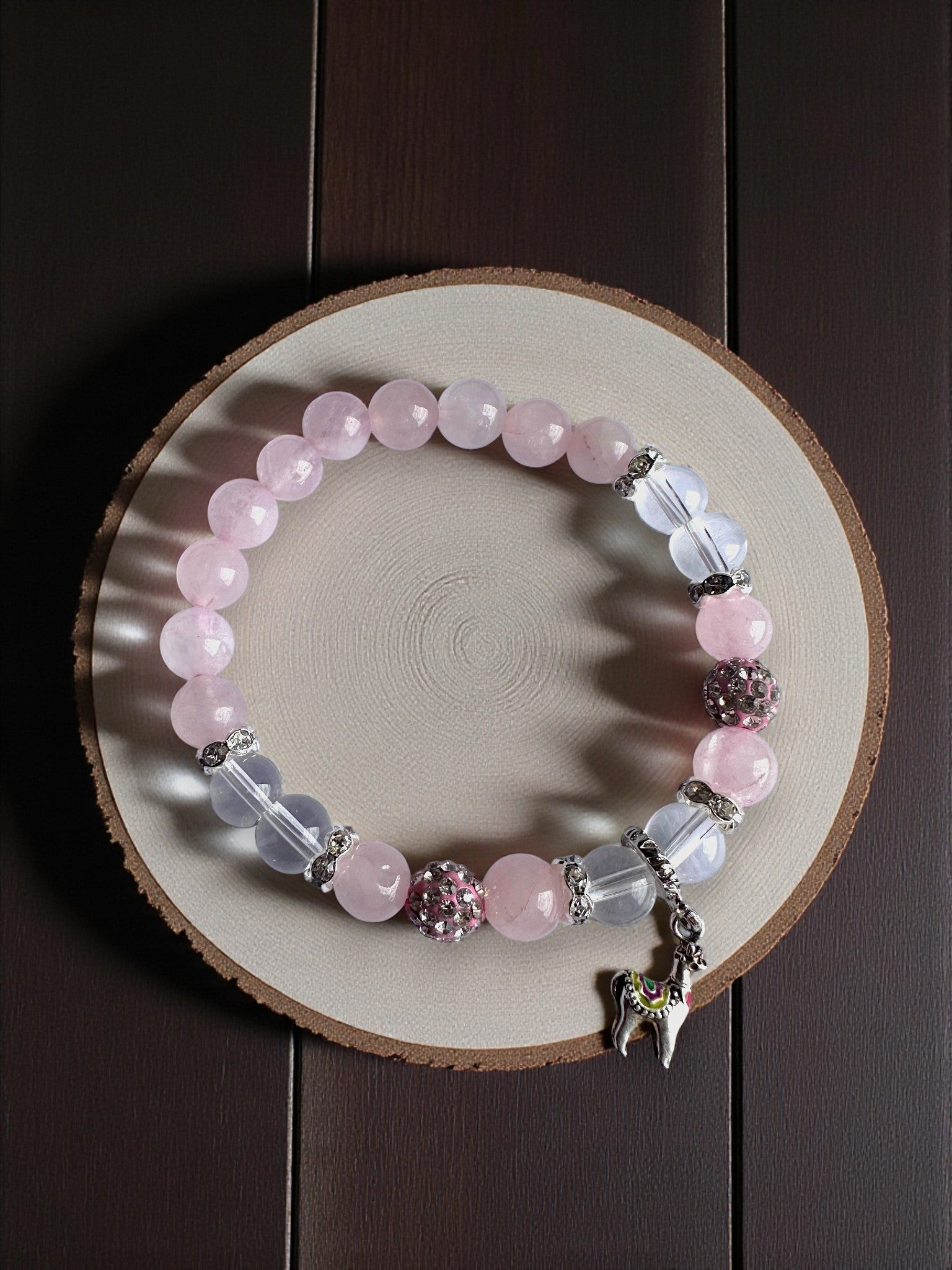 Rose Quartz and Clear Quartz bracelet for love and clarity