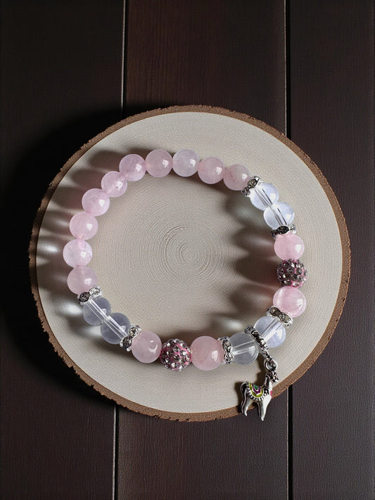 Rose Quartz and Clear Quartz bracelet for love and clarity