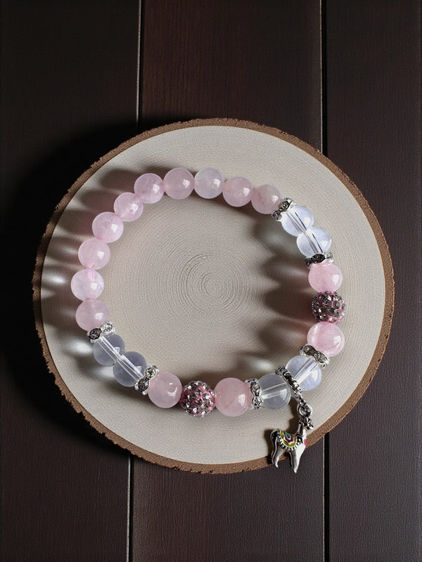 Rose Quartz and Clear Quartz bracelet for love and clarity